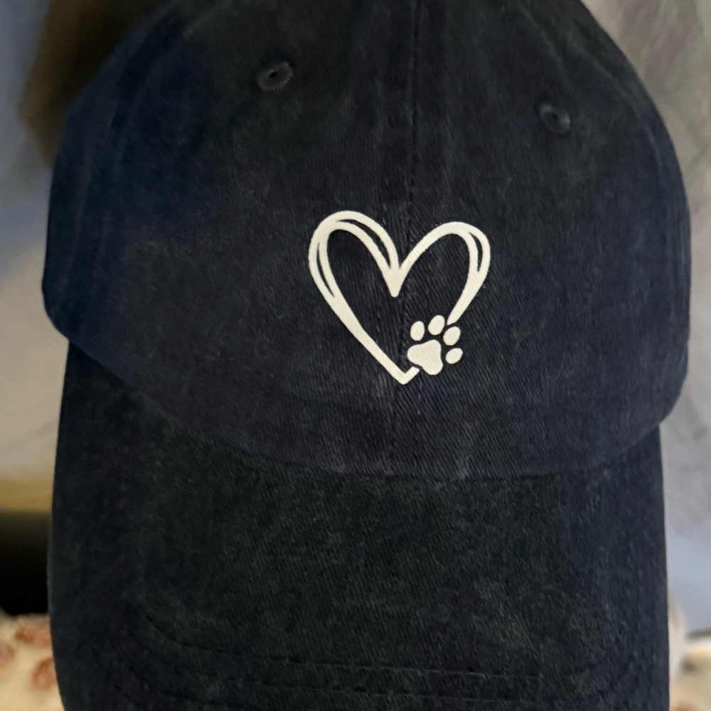 Unlisted Heart Paw Print Dog Cap - Black